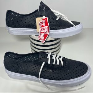 Vans Shoes size M8.5 W10 Leather perforated.